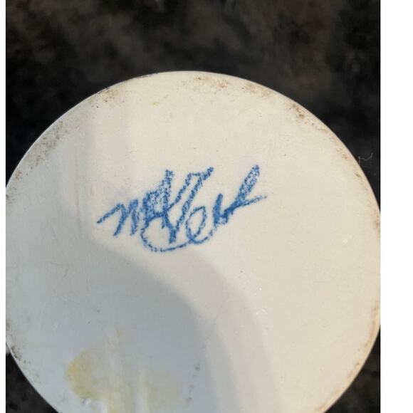 Studio Art Earthenware Pitcher Signed Blue Iris - Picture 4 of 4